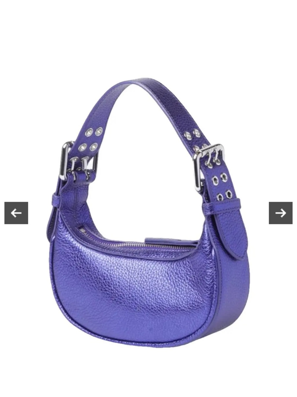 BY FAR Deep Purple Pebbled Leather Crescent Mini Bag